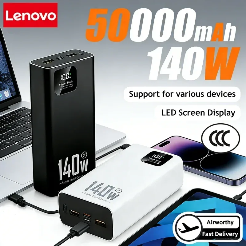 Usb Charger Dynamo - Lenovo 140W 500000mAh Power Bank Kapasitas