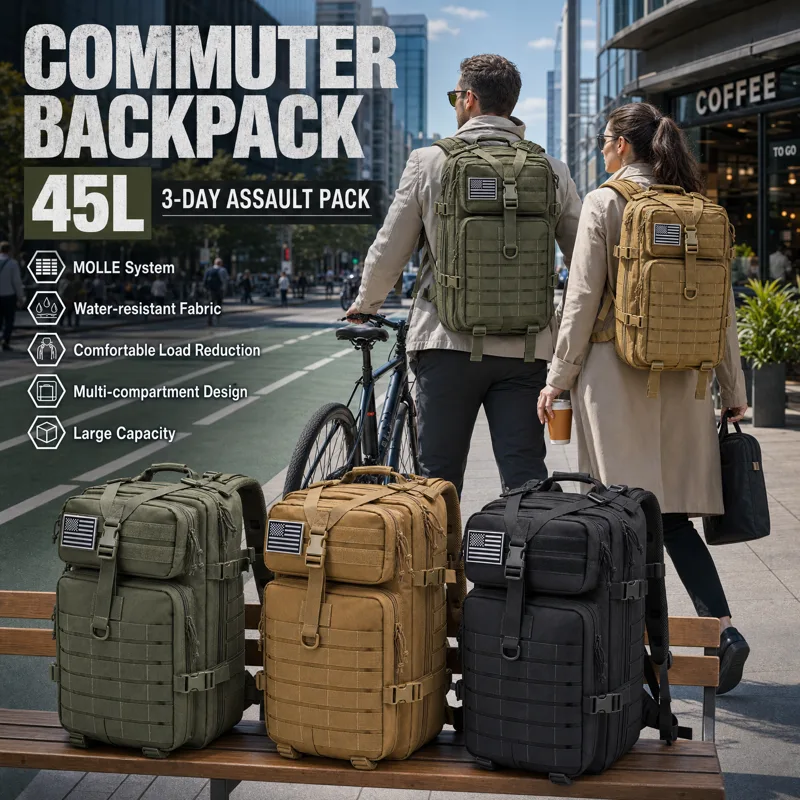 Cycling Commuter Backpack Laptop - Ransel Taktis Pria 45L, Tas Bug