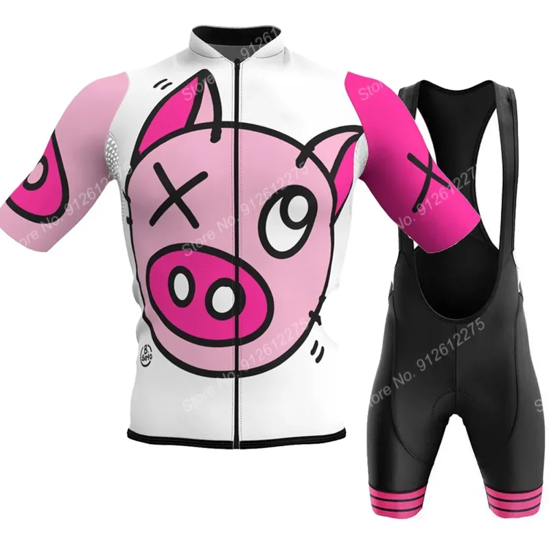 Cycling Commuter Shorts - Set kaus bersepeda babi komik kartun