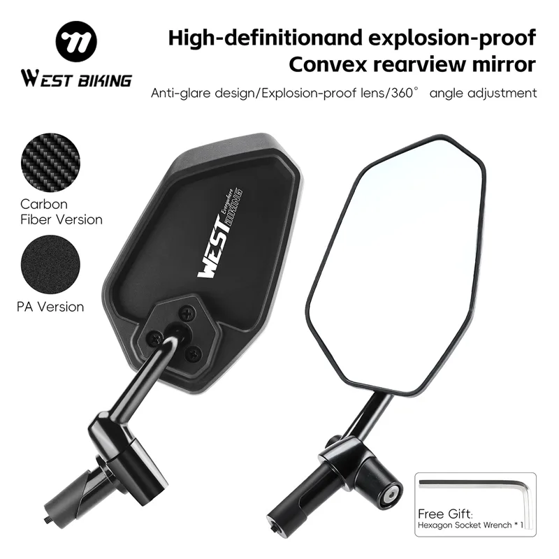 Mirror Handlebar Convex - Kaca Spion Cembung Anti-silau WEST BIKING