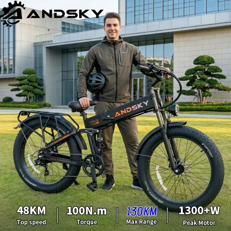 Commuting On Mountain Bike - Sepeda Listrik Lipat Full-Suspension ANDSKY Forge