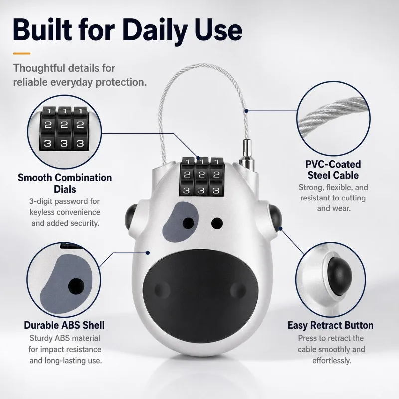 Kunci Kabel Kombinasi Mini Cow - Cycling Commute Backpack ulasan dan harga