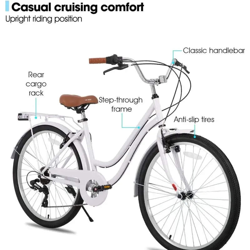 Sepeda Cruiser 26 7-Speed Step - Cycling Commute Speed ulasan dan harga